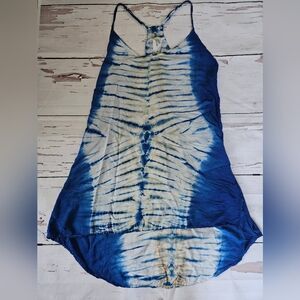Blue Life Women's Blue and White Tie Dye Summer Dress Size Medium